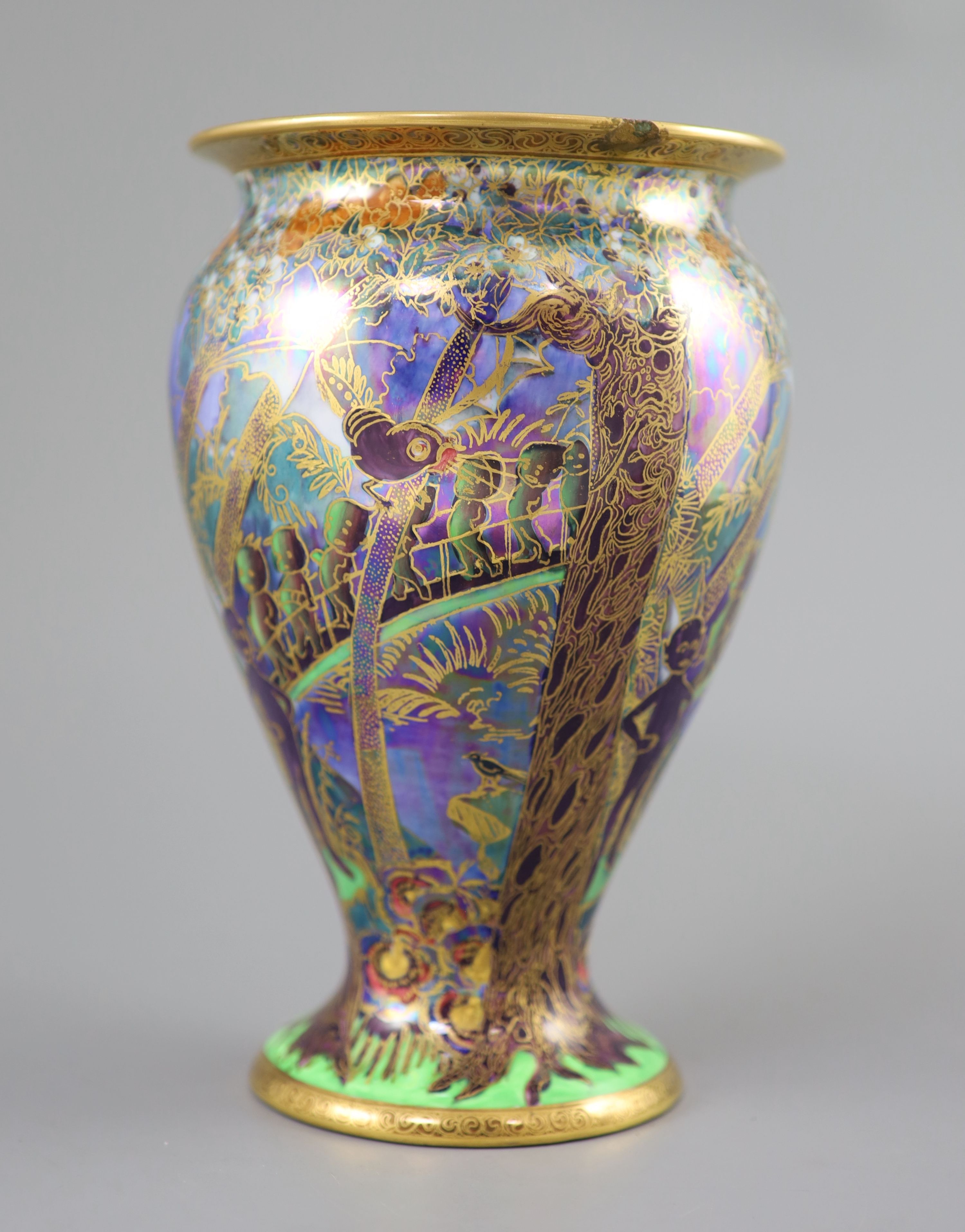 A Wedgwood Fairyland lustre Woodland Elves vase, designed by Daisy Makeig-Jones, 22.5cm high